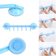 BESTONZON Porta Sacchetti in plastica Ventosa, 6 Ganci, Asciugamano Gancio Forte Ventosa Regolabile Supporto del Gancio da Parete per Bagno e Cucina (Blu)