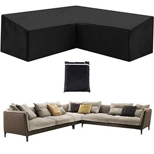 HSGAV Mobili Giardino Copertura per Divano Ad Angolo Copertura per Esterno Impermeabile a Forma di V Antipolvere, 420d Copertura per Divano da Giardino, con Custodia, 215x215x87cm, Nero