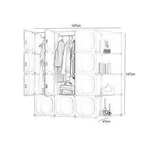 Coffee table FHW Armadio Installazione Semplice plastica Bagagli Combinazione della Stanza Armadio Governo di immagazzinaggio (2 Stili) Guardaroba (Size : 147x47x147cm)