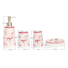 WYPDM Lavaggio Ceramica 4 Pezzi Set Nordic Flamingo Stampa Bagno Set Accessori Bagno