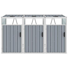 vidaXL Copri Bidone Rifiuti Triplo Grigio 213x81x121 cm in Acciaio