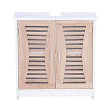 eSituro Armadietto Sottolavabo da Bagno Mobile a Terra con 2 Ante in Legno Mobiletto Sotto il Lavello SBP0021