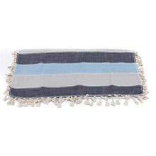 Weisin Dining Table Cloth Blue Spliced Stripe Tassel Tablecloth Decorative Home Accessory,Blu Navy