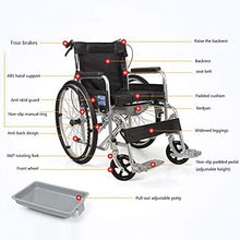 Sedia A Rotelle Pieghevole, Sedia da Trasporto Ultraleggera Ergonomica Comodo Bracciolo di Sollevamento Supporto per Gambe, 130 kg di Carico 45 46 Cm Larghezza Sedile, Nero A