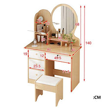 2 Divisori,Scaffali di Stoccaggio,Toilette con Specchio,4 Cassetti,Tavolo Trucco Vanity Set per Ragazza Donne Camera,Sgabello Cuscinetto-White-a 80x40x140cm(31x16x55inch)