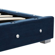 vidaXL Letto con Materasso Imbottito Trapuntato Classico Elegante Giroletto in Velluto 180x200 cm Telaio Ferro Verniciato e MDF Gambe Acciaio Blu