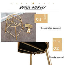 GYPPG Sgabello Bar Alto per Pub Bar 45/65/75 cm, Bar Moderno e Contemporaneo Pranzo Sgabello Bar con Seduta e Schienale in Ecopelle, Finitura Metallo Dorato/Ferro