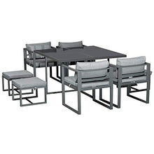 giordano shop Set Tavolo con 4 Sedie e 4 Sgabelli da Giardino in Alluminio Grigio