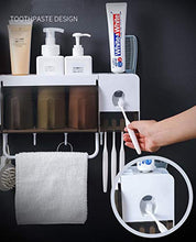 &ripiano di stoccaggio Set portaspazzolino Distributore automatico di dentifricio a parete Scanalature multifunzione Organizer for bagno con tazze Scaffale di finitura (Size : 41cm*33.7cm*14cm)