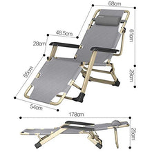 SHUAIIJUAN Sedia per il tempo libero domestico Outdoor reclinabile Sedia con cuscino pieghevole Poltrona reclinabile Sun Lounge Garden sedia di svago Prato sedie a sdraio Max.550lbs Capacità - Grey