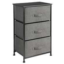 mDesign Comodino in stoffa – Organizer pratico con 3 cassetti – Cassettiera ideale per la camera da letto, l’appartamento o per stanze piccole – antracite