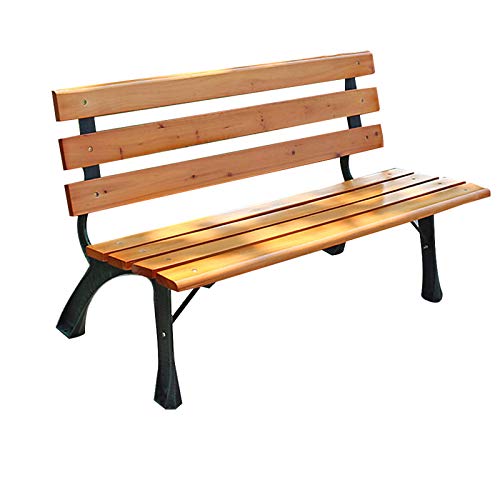 Panchine da giardino per terrazza all'aperto per 2-3 persone, Panchina con schienale per carichi pesanti con struttura in ghisa e legno massello anticorrosivo, Mobili per il tempo libero per cortile