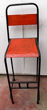 Marblechic - Sedia sgabello Vintage in ferro metallo anni 70 rossa cm 39x40x112 BAR originale disp rossa bianca nat