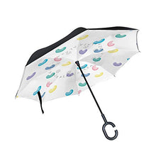 LENNEL Dragees con strisce riflettenti di sicurezza notturna doppio strato antivento design invertire pieghevole ombrello a forma di C maniglia
