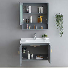NgMik Cabinet Specchio Lavabo Simple Wood Bagno Bagno Combinazione Bagno Bagno Lavabo in Ceramica Bagno Bagno Bagno Bagno Mobile da Bagno Facile da Pulire (Color : Gray, Size : 48x81x53cm)
