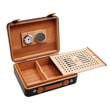 GJNWRQCY Humidor per sigari Scatola per sigari in Cedro con igrometro e umidificatore, Scatola per sigari da Viaggio Portatile in Pelle per sigari Humidor,Nero