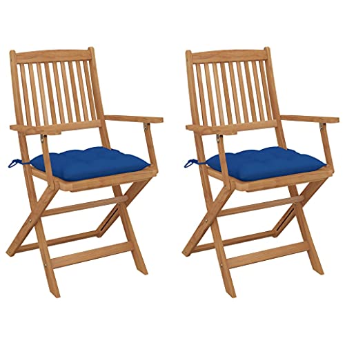 vidaXL Sedie da Giardino Pieghevoli 2pz con Cuscini Massello d'Acacia