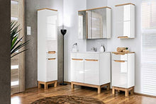 BIM Furniture Bali 804 - Armadietto da bagno con cestino, colore: Bianco opaco/Bianco lucido