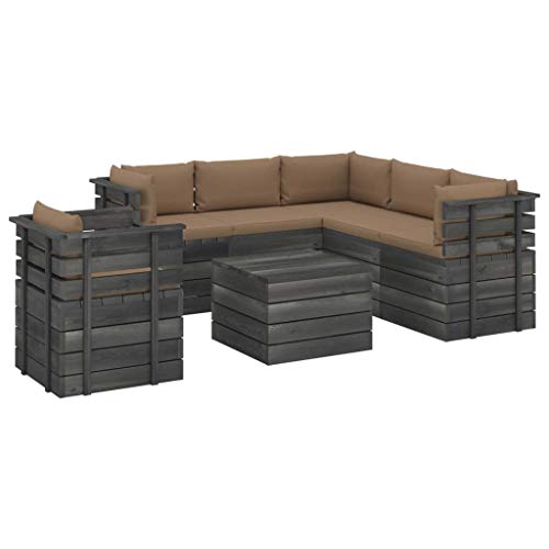FAMIROSA Set Divani da Giardino su Pallet 7 pz con Cuscini Massello Pino-1919