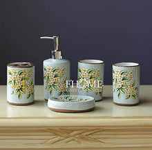 WYPDM 5 Pezzi Set Accessori da Bagno in Ceramica Ornamenti Lotion Dispenser Toothbrush del Supporto del Piatto di Sapone,A