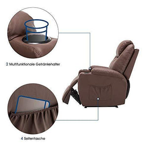 MCombo Modern Massage Recliner Chair Divano Vibrante riscaldato in Pelle PU Lounge ergonomico Marrone 7021 - Arredi Casa