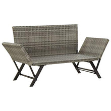 Festnight Panchina da Giardino con Cuscini, Panchina da Esterno, Panche da Giardino in Polyrattan Grigio 176 cm