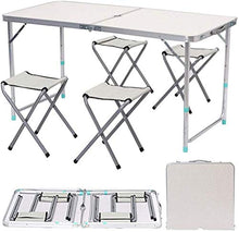 Tavolo da picnic all'aperto Set da tavolo da picnic da campeggio pieghevole con 4 sgabelli, patio ombrellone foro e maniglia, tavolo pieghevole portatile regolabile per partito, spiaggia, cortile, bar
