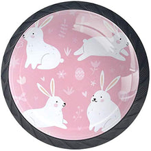 Quattro bianchi Bunny Cute Rabbit Pink Pomelli per Porta Set di 4 Pomelli per Mobili Manopole per Cassetti Cucina Armadio Vetro