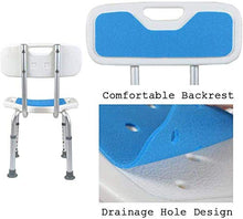 DZX Sedie da Bagno con Schienale, sgabelli da Doccia con sedili Imbottiti, ausilio di Sicurezza per Bagno in Alluminio Regolabile drenabile per Anziani /, 42x31x82cm, Sedile per Doccia