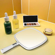 Auxmir Specchio Trucco Specchio Portatile Professionale Specchio Parrucchiere 23x20 cm Specchio a Mano con Manico Antiscivolo Alta Definizione per Barbiere Salone, Bianco