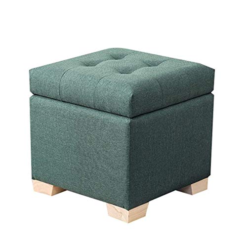 LZZJIAJU Poggiapiedi, ottomano, Trucco Sgabello Sgabello da Riposo a Pedale Sgabello Basso, Sedia Sedia in Scatola con Cuscino Coperchio Rimovibile (Colore : Verde)