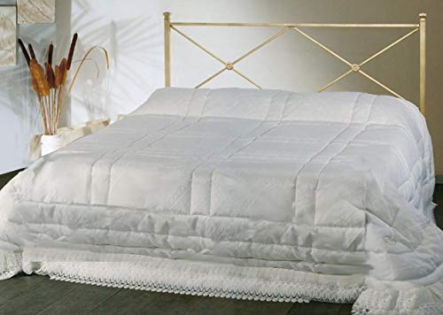 Letto Matrimoniale in Ferro Colore Avorio con GIROLETTO PREDISPOSTO per Rete con Piedini 160 X 190 CM. Non Inclusa - Prodotto Made in Italy