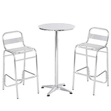 Outsunny Set Tavolino Alto con 2 Sgabelli da Bar, Arredamento da Giardino in Alluminio e Acciaio Colore Argento