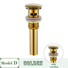 SHDJYR Scarico per lavabo in Ottone Massiccio per lavabo con/Senza troppopieno Accessori da Bagno Neri/cromati/Oro/sfregati ad Olio con troppopieno