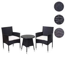 Mendler Salottino polyrattan HWC-G27 tavolino con 2X poltrone Antracite Cuscini Avorio