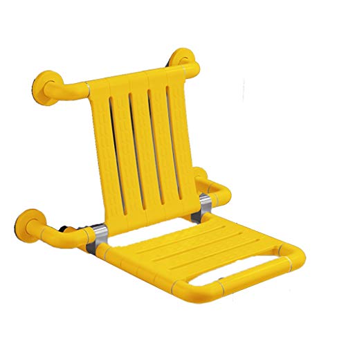 Sgabelli per doccia e bagno Pieghevole Sgabello da Doccia Sedile Parete WC Anziani Antiscivolo Doccia Sedia Grande Schienale Protegge La Colonna Vertebrale (Color : Yellow, Size : 31.5 * 46 * 30cm)