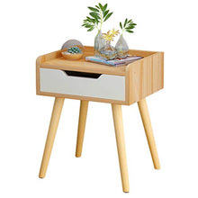 LICHUAN Tavolino moderno comodino comodino con cassetto portaoggetti e legno massello a 4 gambe per soggiorno, camera da letto, comodini e comodini, facile da montare.