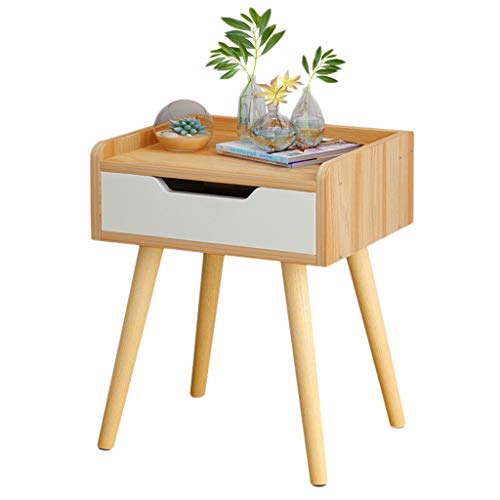Yyqx Comodino Moderno Comodino Divano Laterale Comodino Comodino con Cassetto e Legno Solido 4 Gambe Soggiorno Tavolino Camera Da Letto Comodino Comodino