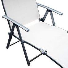 miozzi Lettino da Giardino Piscina Pieghevole Schienale Regolabile Crema Bianco 180x63.5x65 cm