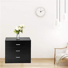 GUHUIHE Comodino, comodini con cassetto, Legno Semplice Comodo a 3 cassetti a 3 cassetti Tavolo Notturno Nero, Comodino (66 x 33 x 56) cm