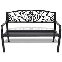 Cikonielf Panchina da Giardino Esterno per 2 Persone,Telaio in Acciaio + Schienale in ghisa, 127 x 60 x 85 cm