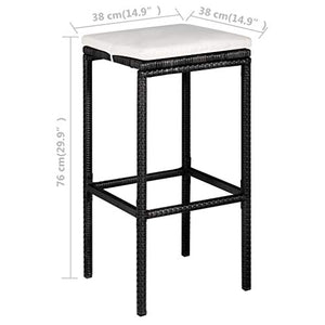 FAMIROSA Set da Bar da Giardino 5 pz con Cuscini in Polyrattan Nero-4914