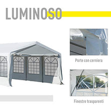Outsunny Gazebo da Esterno Tenda tendone per Feste Matrimonio Telaio in Acciaio,Impermeabile, Bianco 8x4m