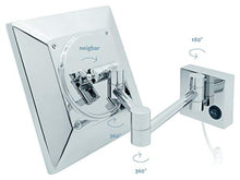 Libaro LUCERA - Specchio cosmetico a LED, quadrato, ingrandimento 5x, montaggio a parete, in ottone inossidabile, cavo bianco