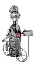 BRUBAKER porta bottiglia da vino postino con bicicletta - scultura in metallo con biglietto d'auguri