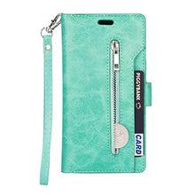 Artfeel Cover per Samsung Galaxy A71,Flip Portafoglio Custodia Verde Menta con 9 Slot per Schede,Premium Pelle Magnetico Supporto Stand Copertura con Cerniera Tasca e Cinturino Caso
