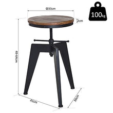 homcom Sgabello da Bar Alto in Stile Industriale Regolabile in Altezza, Metallo e Legno, 39x41x49-64cm Marrone e Nero