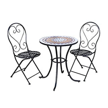 Chillvert Set da Giardino/Balcone 1 Tavolo e Due Sedie Anghiari Pieghevole in Acciaio e Mosaico in Ceramica