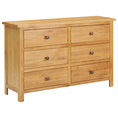 Tidyard Credenza Cassettiera Moderna in Legno Massello di Rovere con 6 Cassetti Credenza con Cassetti Credenza da Salotto Cassettiera da Salotto Credenza Moderna per Soggiorno Moderna 105x33,5x73 cm