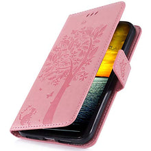 Robinsoni Custodia Compatibile con Xiaomi Play Cover Folio a Fogli Mobili Cover Libro Pelle PU Case Taccuino Cover Portafoglio Custodia Libretto Retro Flip Caso Gatta in Rilievo Cover,Rosa